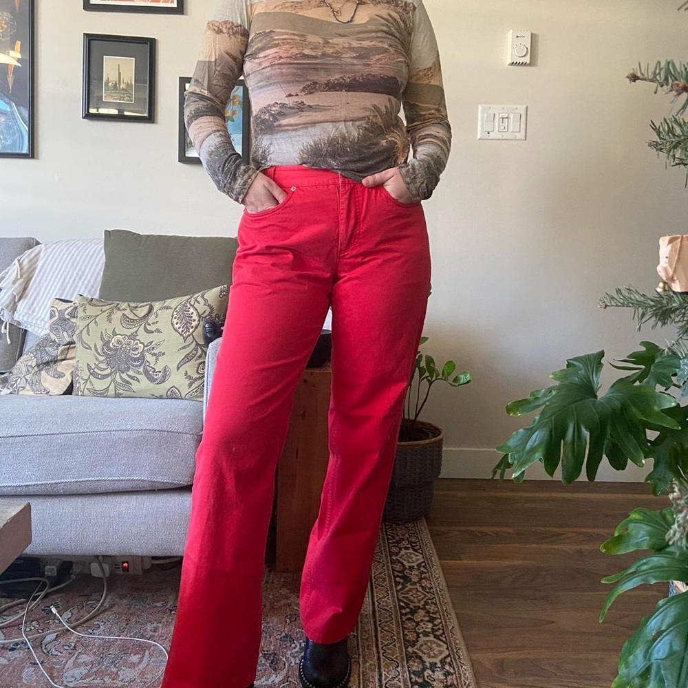 Vintage 90s Pendleton Women's Straight Leg Jeans in Bright Red